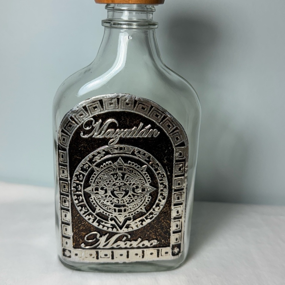 Vintage Mayan Tequila Bottle with Wooden Stopper